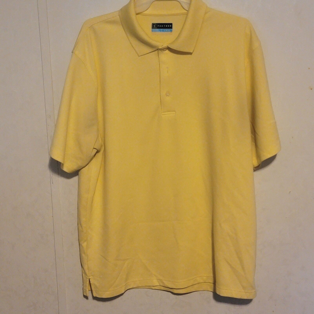 PGA Tour Golf Polo Shirt Men’s Size Large Athletic Yellow Short Sleeve